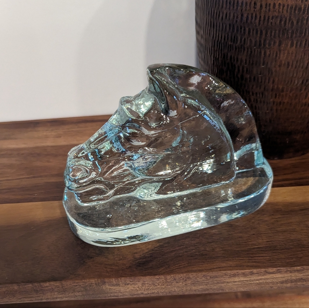 Glass horse head book end